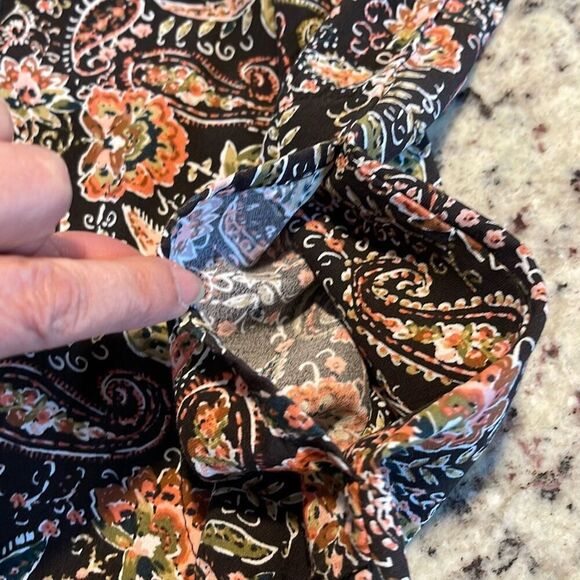 J. Jill Tunic Womens Black Multi Floral Paisley Button Up Long Sleeve Blouse Sma - Picture 4 of 8